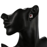 Crystal Square Earrings with Zircon Stones Red Brincos