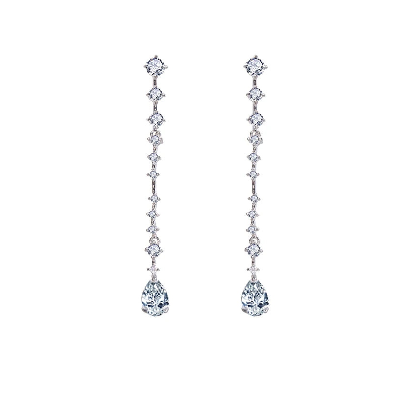 Cubic Zircon Long Shape Earrings for Women