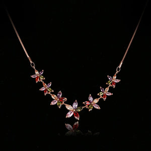 Colorful Flower Zircon Necklace for Women