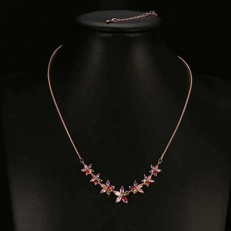 Colorful Flower Zircon Necklace for Women