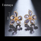 Flower Modelling Earring With CZ Multicolor Choice