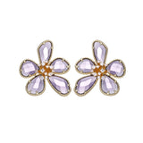 Flower Modelling Earring With CZ Multicolor Choice