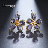 Flower Modelling Earring With CZ Multicolor Choice
