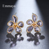 Flower Modelling Earring With CZ Multicolor Choice