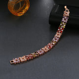 Hot Rose Shining Bracelet Multicolor CZ Stones Cluster Women Bracelet