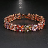 Hot Rose Shining Bracelet Multicolor CZ Stones Cluster Women Bracelet
