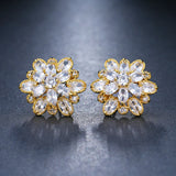 AAA Cubic Zircon Women Ear Stud Bridal Wedding Flower Stud Earrings