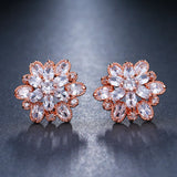 AAA Cubic Zircon Women Ear Stud Bridal Wedding Flower Stud Earrings
