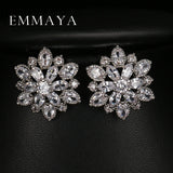 AAA Cubic Zircon Women Ear Stud Bridal Wedding Flower Stud Earrings