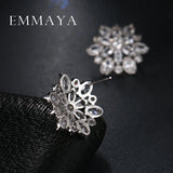 AAA Cubic Zircon Women Ear Stud Bridal Wedding Flower Stud Earrings