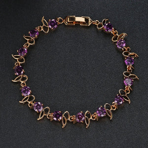 Purple Crystal Bracelet Zircon Bangles Wedding Bracelet