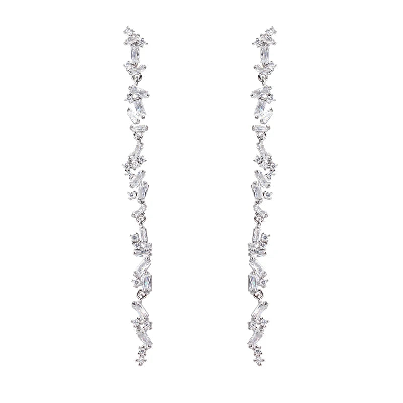 Modern Cubic Zircon Long Earrings for Women