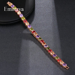 Multicolor Zircon Rome Bride Wedding Bracelet & Bangles CZ Tennis Bracelet