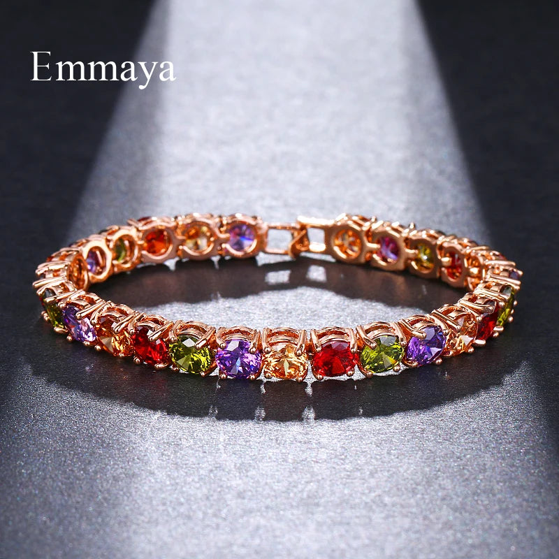 Multicolor Zircon Rome Bride Wedding Bracelet & Bangles CZ Tennis Bracelet