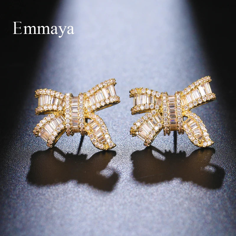 Bow Stud Earrings Fancy Zirconia Jewelry