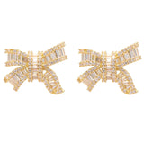 Bow Stud Earrings Fancy Zirconia Jewelry