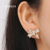 Bow Stud Earrings Fancy Zirconia Jewelry