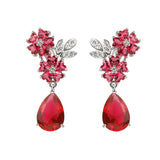 CZ Flower Earrings Symmetrical Style Four Choices Female Jewelry