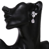 CZ Flower Earrings Symmetrical Style Four Choices Female Jewelry