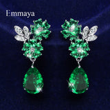 CZ Flower Earrings Symmetrical Style Four Choices Female Jewelry