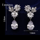 CZ Flower Earrings Symmetrical Style Four Choices Female Jewelry