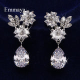 CZ Flower Earrings Symmetrical Style Four Choices Female Jewelry