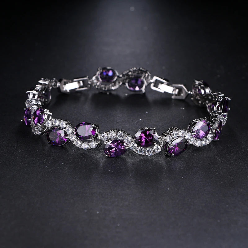 Purple Zircon Bangle Bracelets for Women
