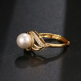 Zirconia Pearl Decoration Ring Adjustable Jewelry for Women