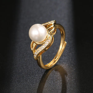 Zirconia Pearl Decoration Ring Adjustable Jewelry for Women