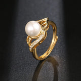 Zirconia Pearl Decoration Ring Adjustable Jewelry for Women