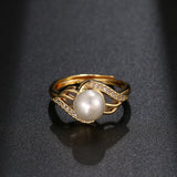 Zirconia Pearl Decoration Ring Adjustable Jewelry for Women