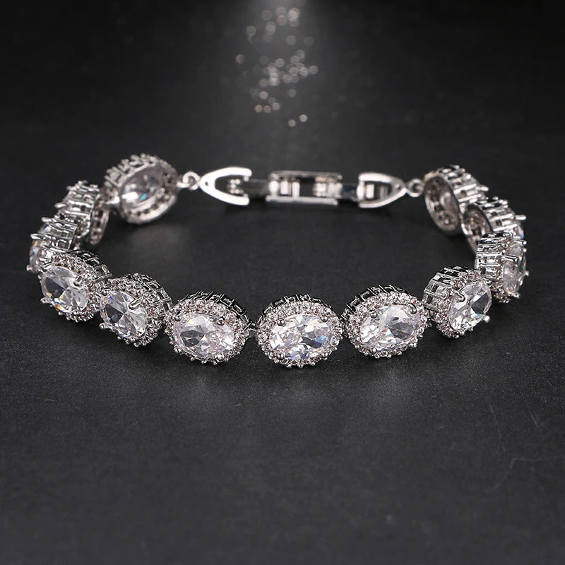 Elegant Oval Zircon Bracelet for Women Wedding