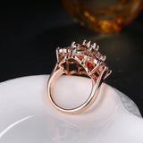 Top Rose Colorful Zircon Wedding Flower Rings Women Gift Party