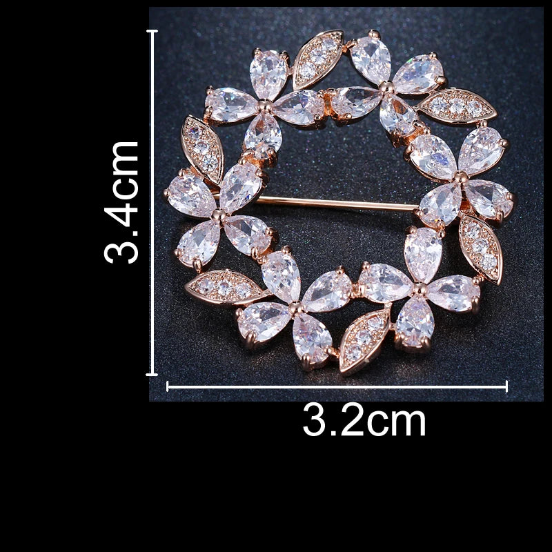 Rose CZ Flower Brooch Wedding Gift