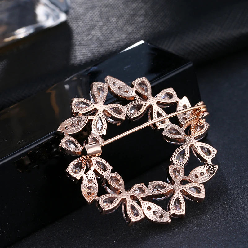 Rose CZ Flower Brooch Wedding Gift
