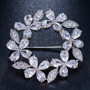 Rose CZ Flower Brooch Wedding Gift