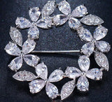 Rose CZ Flower Brooch Wedding Gift