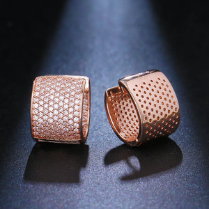 EmmayaZircons CZ Rectangle Hoop Earrings for Ladies