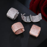 EmmayaZircons CZ Rectangle Hoop Earrings for Ladies
