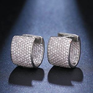 EmmayaZircons CZ Rectangle Hoop Earrings for Ladies