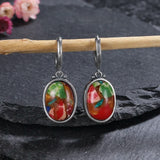 Emperor Stone Earrings 925 Silver Elegant Oval Cutouts