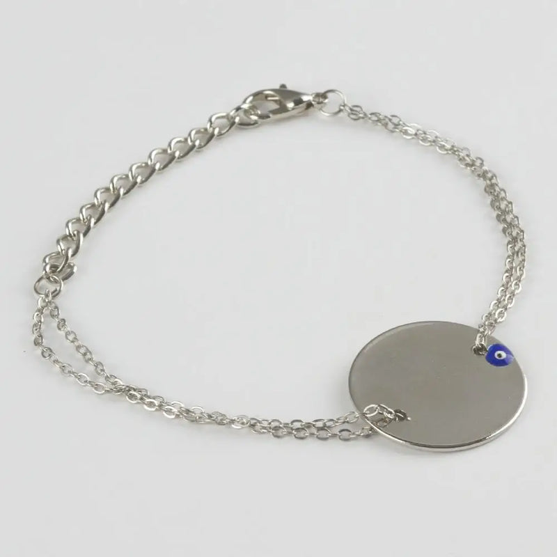 Empty Plate Chain Bracelet - Silver Tone Minimalist Jewelry
