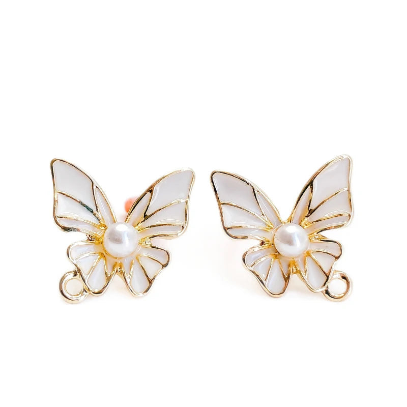 Enamel Alloy Butterfly Stud Earrings DIY Jewelry Making Supplies