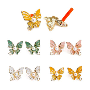 Enamel Alloy Butterfly Stud Earrings DIY Jewelry Making Supplies