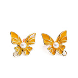 Enamel Alloy Butterfly Stud Earrings DIY Jewelry Making Supplies