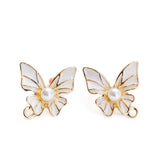Enamel Alloy Butterfly Stud Earrings DIY Jewelry Making Supplies