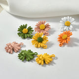 Enamel Alloy Daisy Flowers 20pcs 18mm 26mm Oil Drop Floral Ornament