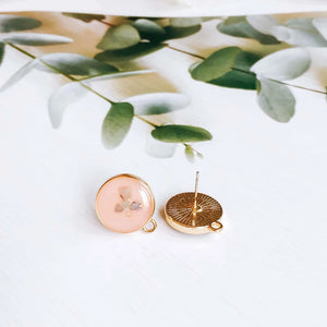 Enamel Alloy Round Stud Earring Components 8pcs