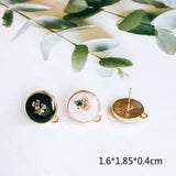 Enamel Alloy Round Stud Earring Components for DIY Jewelry 6pcs