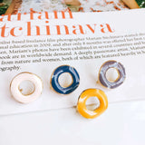 Enamel Alloy Round Stud Earring Components 6pcs